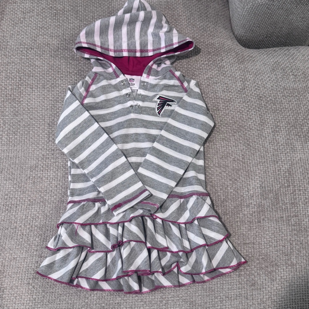 NFL Team Apparel Kids Gray and White Atlanta Falcons Sweatshirt Dress
